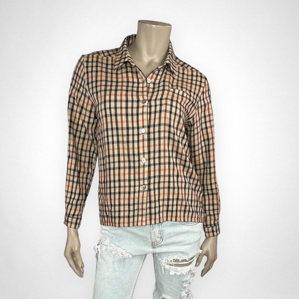 Vintage 90s DAKS London Small‎ Shirt Button Up House Check Long Sleeve  Top